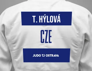 Judo GI with a backnumber showing the name Tereza Hýlová from Judo TJ Ostrava
