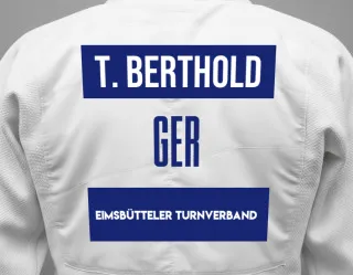 Judo GI with a backnumber showing the name Theo Berthold from Eimsbütteler Turnverband