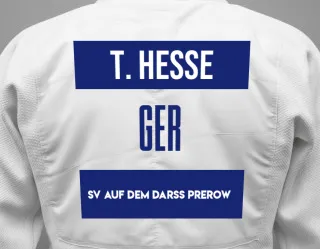 Judo GI with a backnumber showing the name Theodor Hesse from SV Auf dem Darß Prerow