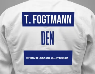 Judo GI with a backnumber showing the name Thomas Fogtmann from Hvidovre Judo og Jiu-Jitsu Klub