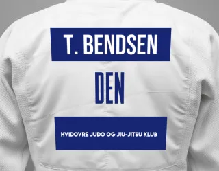 Judo GI with a backnumber showing the name Thor Bendsen from Hvidovre Judo og Jiu-Jitsu Klub