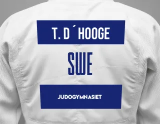Judo GI with a backnumber showing the name Thor D´hooge from Judogymnasiet