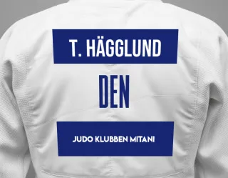 Judo GI with a backnumber showing the name Thore Hägglund from Judo Klubben Mitani