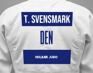 Judo GI with a backnumber showing the name Thormod Svensmark from Holbæk Judo