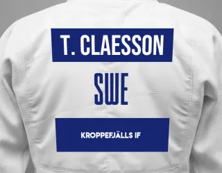 Judo GI with a backnumber showing the name Tilde Cedervall Claesson from Kroppefjälls IF
