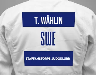 Judo GI with a backnumber showing the name Tilde Wåhlin from Staffanstorps Judoklubb