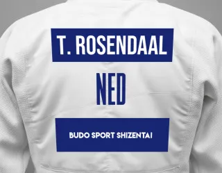 Judo GI with a backnumber showing the name Tobias Rosendaal from Budo Sport Shizentai