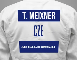 Judo GI with a backnumber showing the name Tomáš Meixner from Judo Club Baník Ostrava o.s.