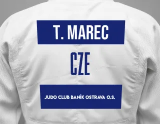 Judo GI with a backnumber showing the name Tomas Marec from Judo Club Baník Ostrava o.s.