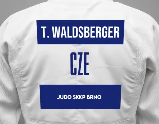 Judo GI with a backnumber showing the name Tomas Waldsberger from Judo Skkp Brno
