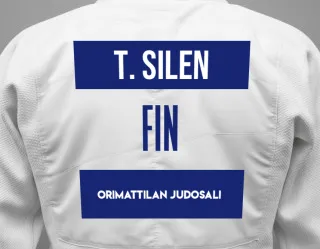Judo GI with a backnumber showing the name Topi Silen from Orimattilan Judosali