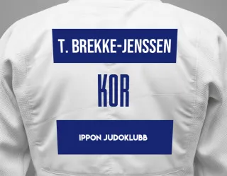 Judo GI with a backnumber showing the name Torstein Brekke-Jenssen from Ippon Judoklubb