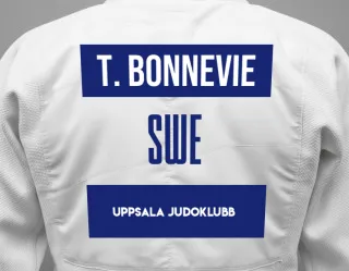 Judo GI with a backnumber showing the name Ture Bonnevie from Uppsala judoklubb