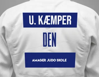 Judo GI with a backnumber showing the name Ukendt Amager Kæmper from Amager Judo Skole