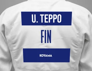 Judo GI with a backnumber showing the name Unna Teppo from Koyama