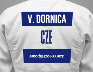 Judo GI with a backnumber showing the name Vaclav Dornica from Judo Železo Hranice