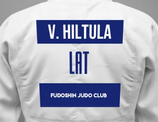 Judo GI with a backnumber showing the name Valtteri Hiltula from FUDOSHIN Judo Club