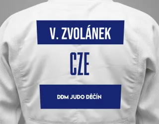Judo GI with a backnumber showing the name Václav Zvolánek from DDM Judo Děčín