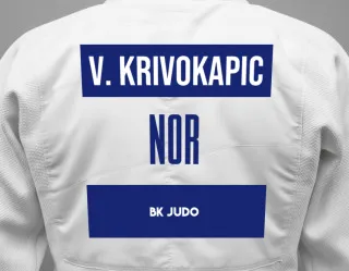 Judo GI with a backnumber showing the name Vidak Krivokapic from BK Judo