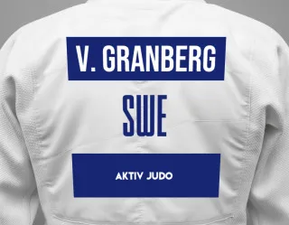 Judo GI with a backnumber showing the name Viggo Granberg from Aktiv Judo