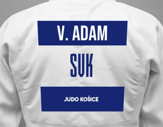 Judo GI with a backnumber showing the name Viktor Adam from JUDO KOŠICE