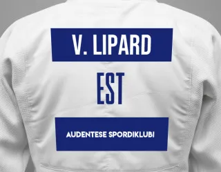 Judo GI with a backnumber showing the name Viljar Lipard from Audentese Spordiklubi