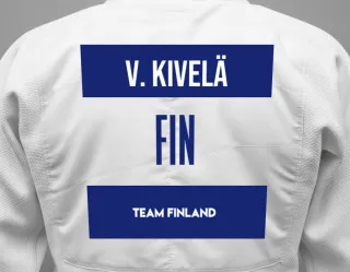 Judo GI with a backnumber showing the name Ville Kivelä from Team Finland