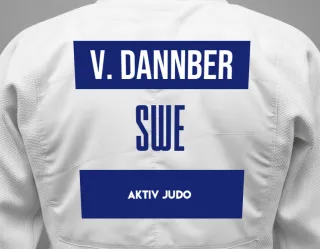 Judo GI with a backnumber showing the name Vincent Dannber from Aktiv Judo