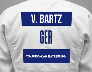 Judo GI with a backnumber showing the name Vito  Bartz from To-Judo-Kan Ratzeburg
