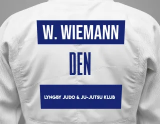 Judo GI with a backnumber showing the name Walter Wiemann from Lyngby Judo & Ju-Jutsu Klub