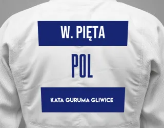 Judo GI with a backnumber showing the name Wiktoria Pięta from Kata Guruma Gliwice