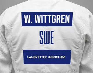 Judo GI with a backnumber showing the name Wilda Wittgren from Landvetter Judoklubb