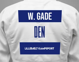 Judo GI with a backnumber showing the name William Anker Egestrøm Gade from Lillebælt Kampsport