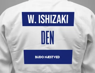 Judo GI with a backnumber showing the name William Ishizaki from Budo Næstved