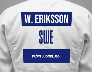 Judo GI with a backnumber showing the name Wilme Eriksson from Frövi Judoklubb
