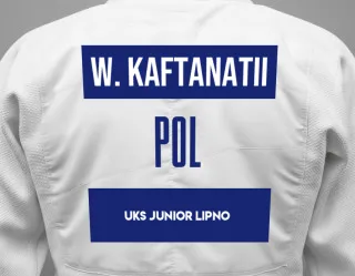 Judo GI with a backnumber showing the name Wladyslaw Kaftanatii from UKS JUNIOR LIPNO