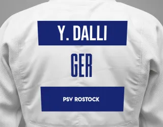 Judo GI with a backnumber showing the name Yahya  Dalli from PSV Rostock