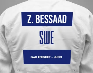 Judo GI with a backnumber showing the name Zakariyah Bessaad from GAK Enighet - Judo