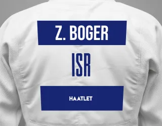 Judo GI with a backnumber showing the name Ziv Boger from Haatlet