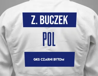 Judo GI with a backnumber showing the name Zofia Buczek from GKS Czarni Bytom