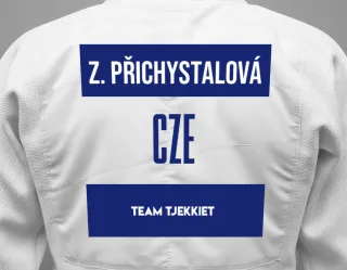 Judo GI with a backnumber showing the name Zuzana Přichystalová from Team Tjekkiet