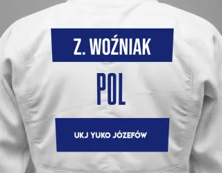 Judo GI with a backnumber showing the name Zuzanna Woźniak from UKJ Yuko Józefów